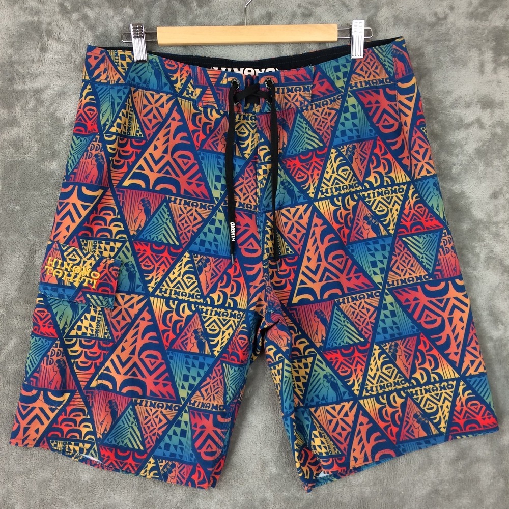 HINANO TAHITI Board Shorts Trunks Floral Island Girl Sunset Mens 34 Surf